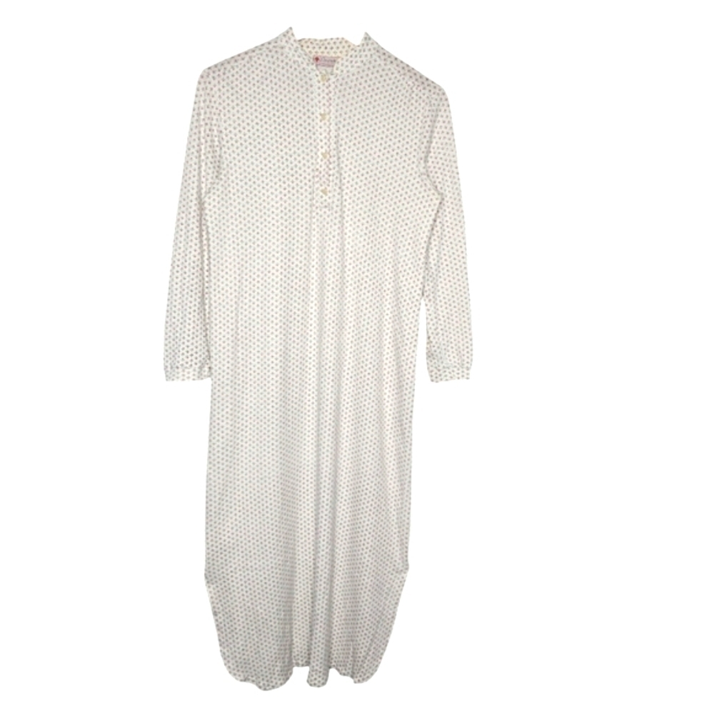 J Christopher Women Vintage Heart Floral Print Cotton Knit Midi Nightgown Medium